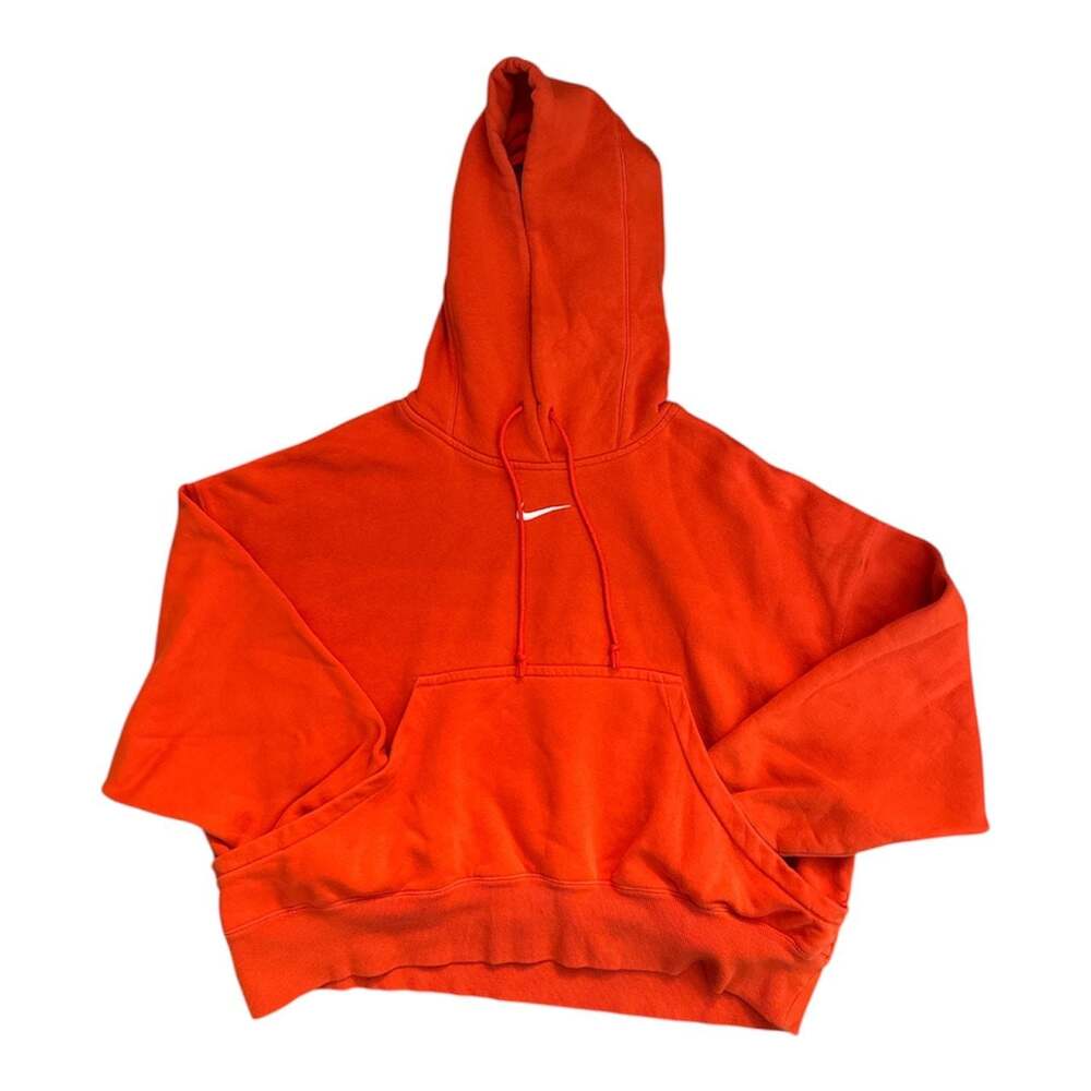 Nike Mini Swoosh Cropped Hoodie Orange Large